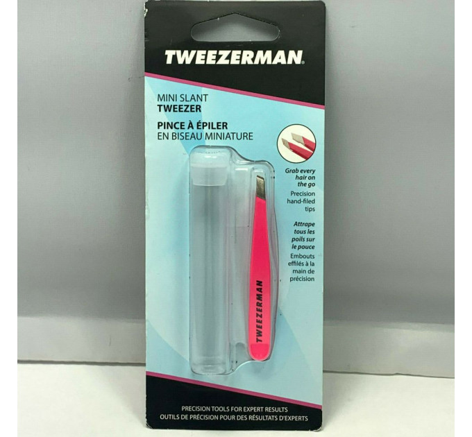 Пинцет для бровей Tweezerman Mini Slant Neon Pink (7 см)